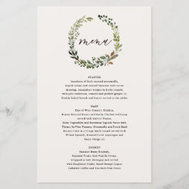 Coroa Botânica Casamento Cardápio Aquarela Verde M