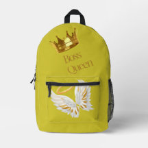 ​Coroa da Rainha Chefe e Asas Mochila Amarela