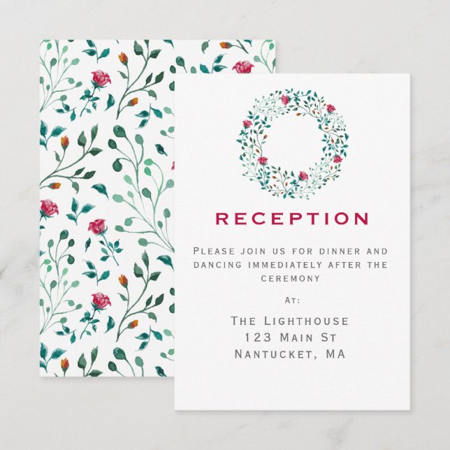 Coroa de Folhagem Rústica | Cartão de Inserção par (Frente/Verso)