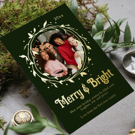 Coroa de letra moderna Merry & Bright com foto