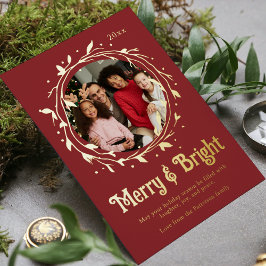 Coroa de letra moderna Merry & Bright com foto