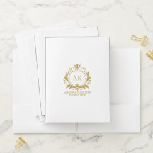 Coroa de Luxo Dourada Monograma de Casamento