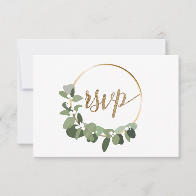 Coroa de Natal casamento Dourado RSVP sem envio pe (Frente)