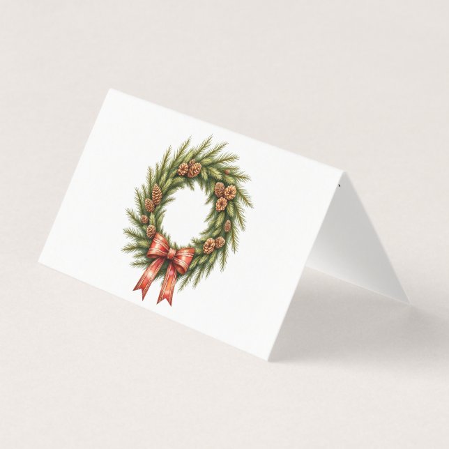 Coroa de Natal de Pinha em Cartão Dobrado (Frente)