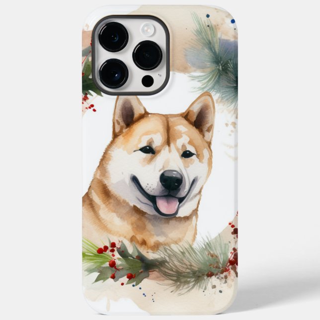 Coroa de Natal Festiva do Cachorro Akita (Verso)