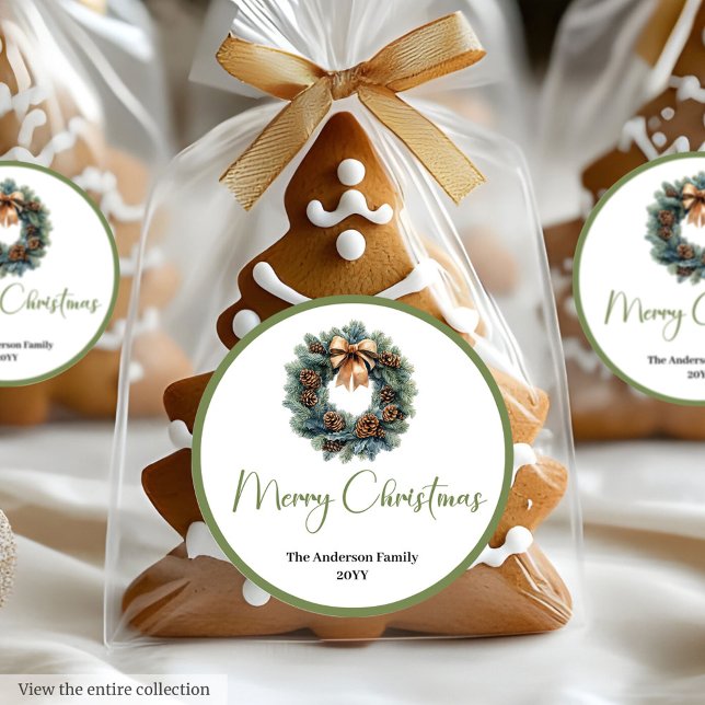 Coroa de Natal Rústica Boho Adesivo Botânico (Boho Rustic Christmas Wreath Botanical Sticker)