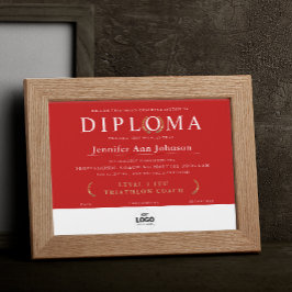 Coroa de Ouro Vermelho Elegante Diploma de Graduaç
