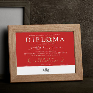 Coroa de Ouro Vermelho Elegante Diploma de Graduaç