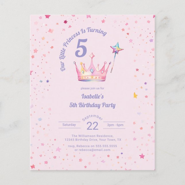 Coroa de Princesa Orçamento Rosa Aniversário Menin (Frente)