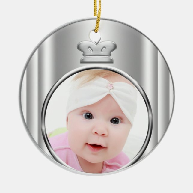 Coroa de Princesa Prata Menina Bebê Foto Enfeite (Frente)