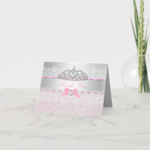 Coroa de Princesa Rosa & Cartão de Agradecimento c