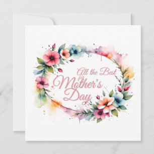 Coroa Floral de Aquarela do Dia das Mães em Rosa V