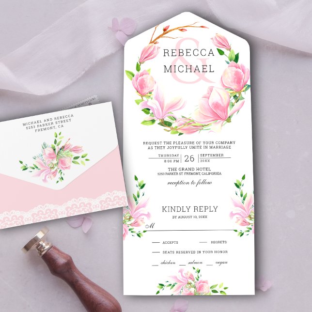 Coroa Floral de Magnólia Rosa Casamento (Criador carregado)