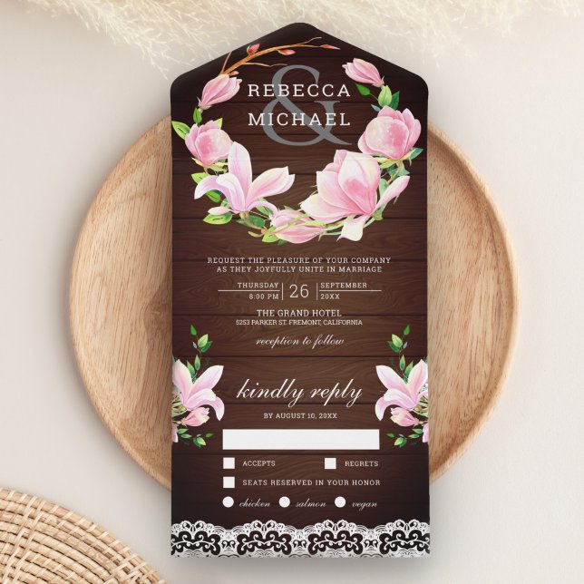Coroa Floral de Magnólia Rosa Celeiro de Madeira C (Criador carregado)