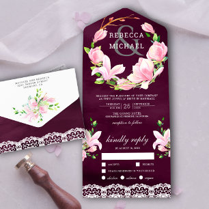 Coroa Floral de Magnólia Rosa Roxa Casamento