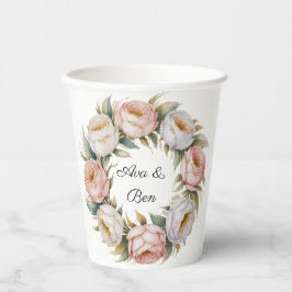 Coroa Floral de Noiva com Rosa Bege e Marfim
