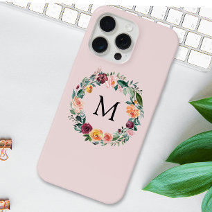 Coroa Floral de Rosa de Outono Monograma