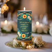 Coroa Floral e Verde Pilar Médio Personalizável