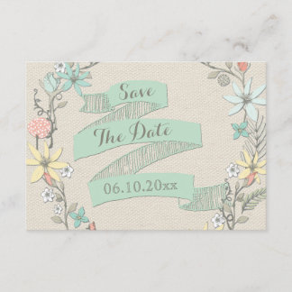 Coroa Floral Elegante e Faixa de Anúncio de Data d