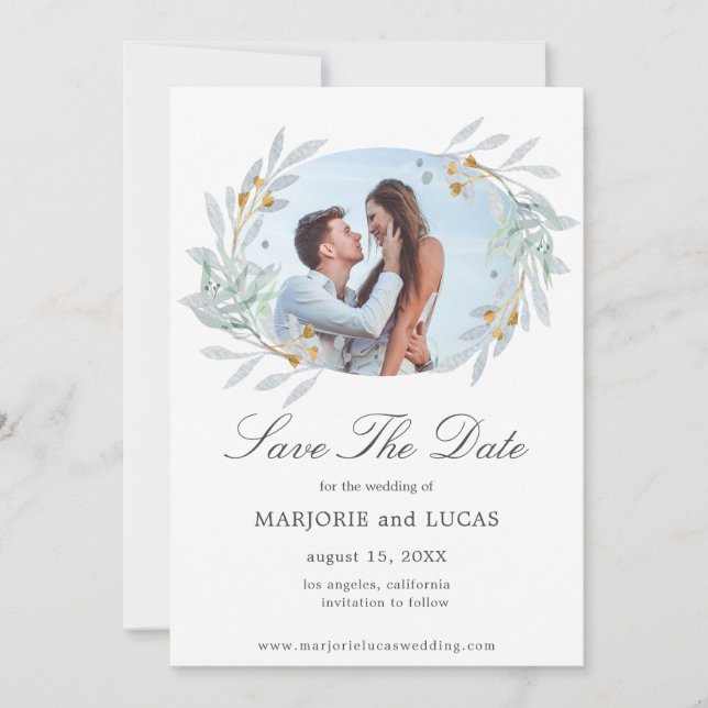 Coroa Gentle Botanics ⎥ Cartão de Salvar a Data da (Frente)