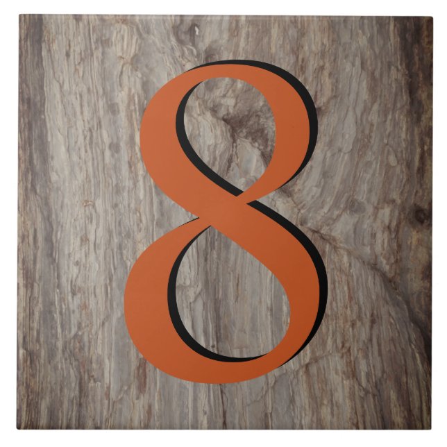 Corpo Brilhante de Cobre Número Azulejo 8 na Cinza (Frente)