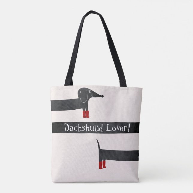 Corpo Esticado Engraçado Dachshund Lover Tote Bag (Verso)
