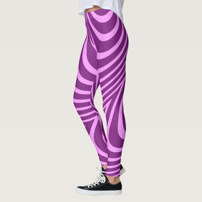 Corpo Roxo Cor-de-rosa Stripes Leggings (Esquerda)