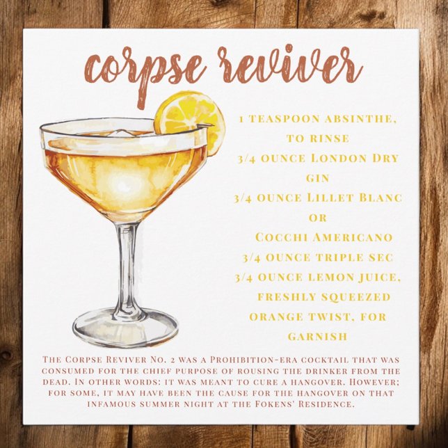 Corpse Reviver Cartão de Receita do Cocktail (Criador carregado)