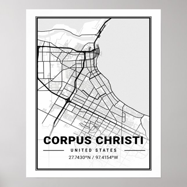 Corpus Christi Texas EUA - Viagem, Poster de mapa  (Frente)