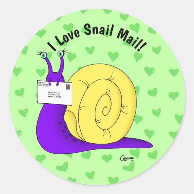 Correio de Caracol (Verde) - Autocolantes de Envel (Frente)