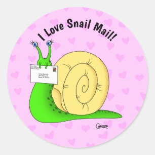 Correio do caracol (rosa) - Autocolantes de envelo