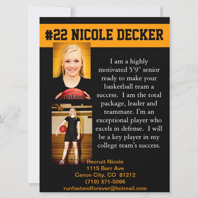 Correio recrutador de basquete (Frente)