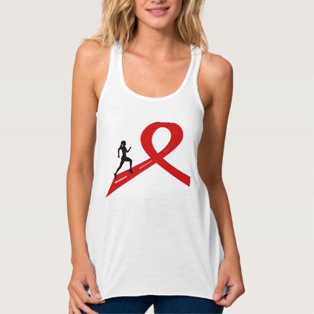 Correndo por uma causa - Mulher na camiseta vermel (Frente)