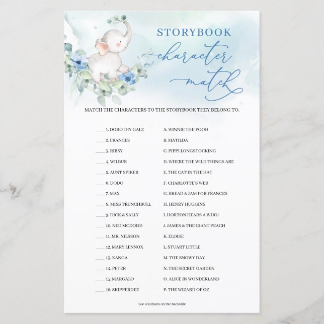 Correspondência de Caracteres de Storyptus Eucalyp (Frente)