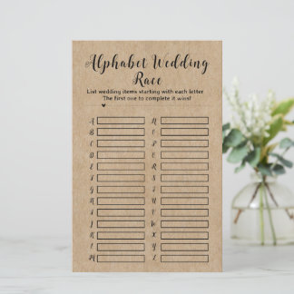Corrida de Casamento do Alfabeto Rustic Paper Alph