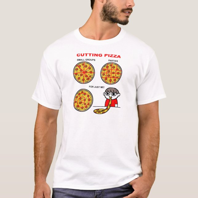 Corte Pizza Engraçado T-shirt (Frente)