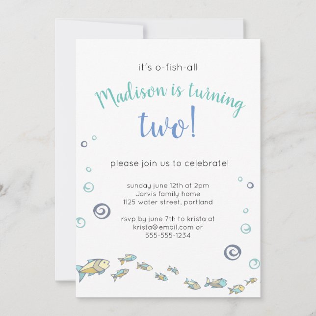 Corte Sob O Convite De Aniversário Para Peixes Do  (Frente)