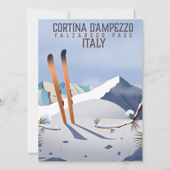 Cortina d'Ampezzo Itália Esqui poster de Arte (Frente)