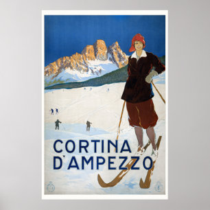 Cortina d'Ampezzo Itália Poster vintage 1923
