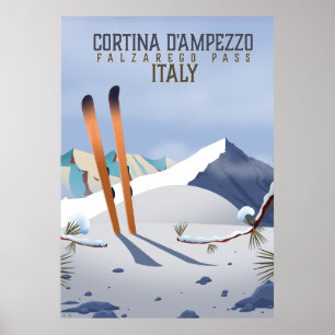 Cortina d'Ampezzo Itália Ski poster Art Impressã