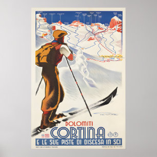 Cortina Esqui - Impressões de Pôsteres de Viagem A