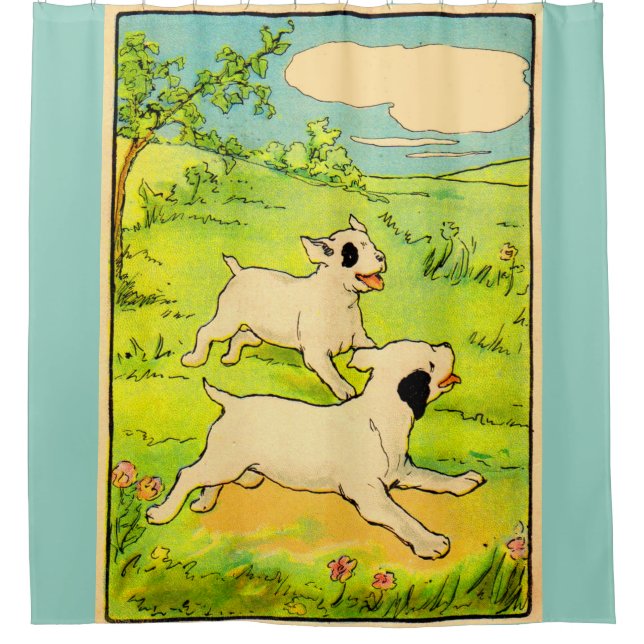 Cortina Para Box 1914 dois cães impressão (Frente)