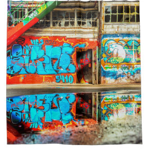 Cortina Para Box A arte urbana dos grafites perdeu o chá abandonad