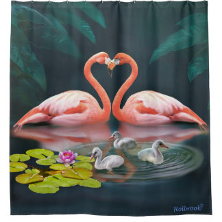 CORTINA PARA BOX A FAMÍLIA DE FLAMINGOS