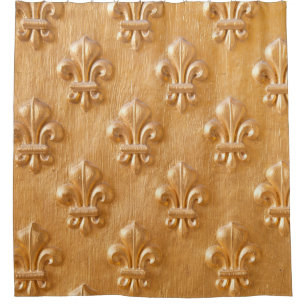 Cortina Para Box a flor de lis, ouro pintou a parede de madeira,