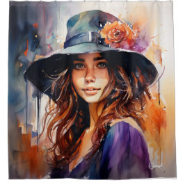 Cortina Para Box A Mulher no Chapéu: Retrato da Graça Vibrante