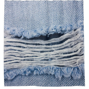 Cortina Para Box A textura de Jeans rasgados azul-claro .