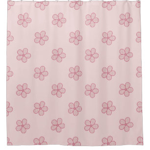Cortina Para Box A xadrez retro do rosa cor-de-rosa do 50 floresce