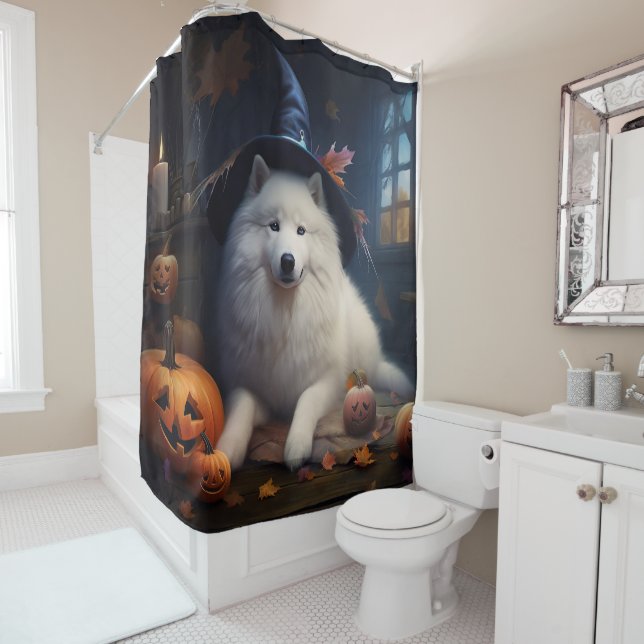 Cortina Para Box Abóboras Samoyed Halloween Assustador (In Situ)