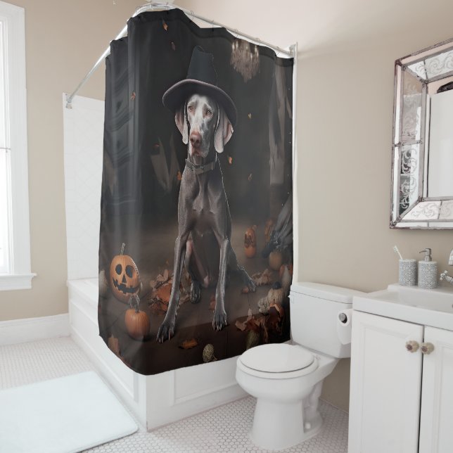 Cortina Para Box Abóboras Weimaraner Halloween Assustador (In Situ)